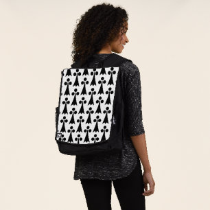 Mochila Patrón de armiño, patrón medieval, negro sobre bla