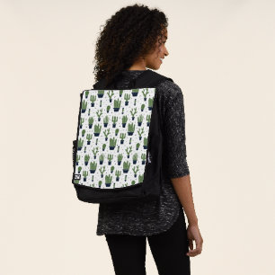 Mochila Patrón de Cactus Verde Oscuro Rústico del Desierto