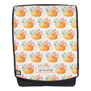 Mochila Patrón de calabaza de color de agua Naranja suave