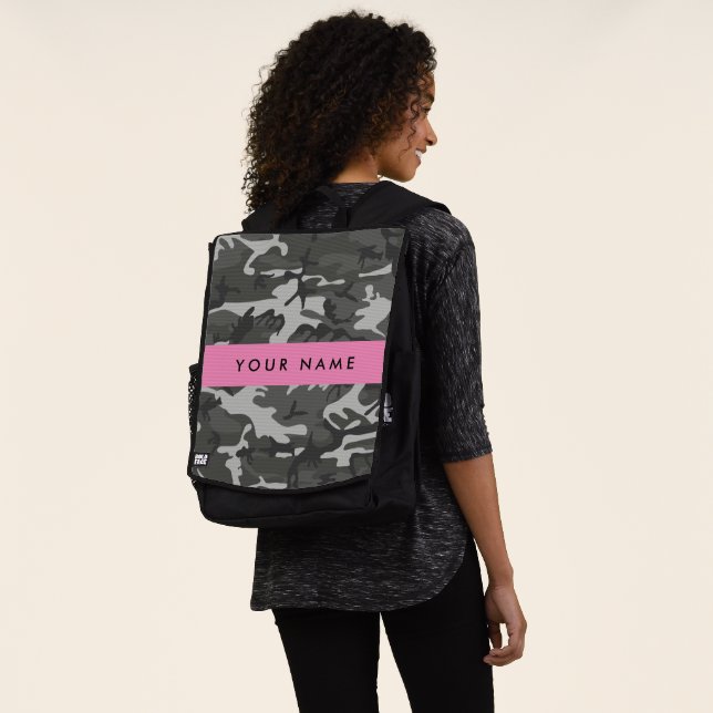 Mochila Patrón de camuflaje gris, su nombre, Personalizar (Puesto)