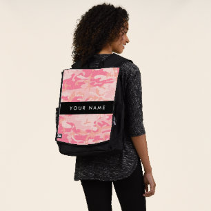 Mochila Patrón de camuflaje rosado, nombre, personalizació