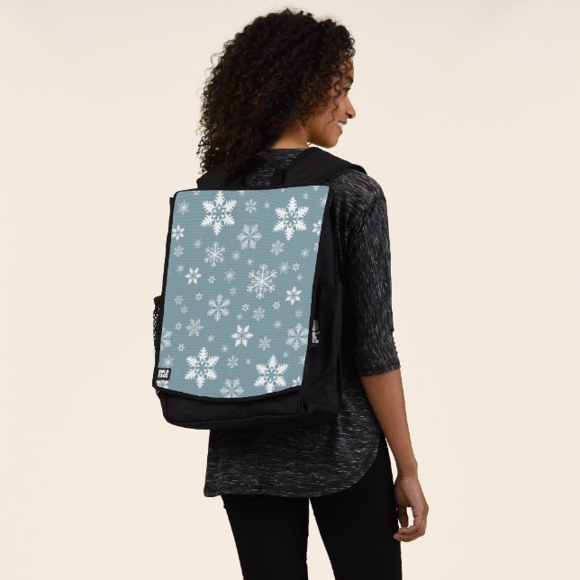 Mochila Patrón de copos de nieve, Copos de nieve blancos,  (Puesto)