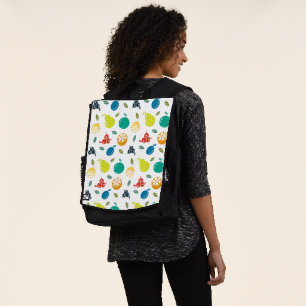 Mochila Patrón de frutas, ciruela, naranja, limón, pera, m