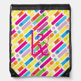 Mochila Patrón de líneas diagonales en arco iris monograma