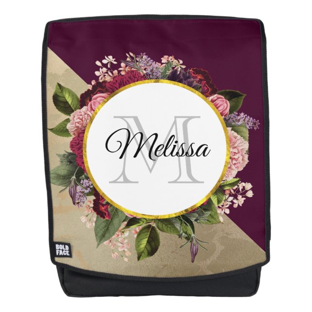 Mochila Patrón de mármol de oro y monograma de florines de (Anverso)