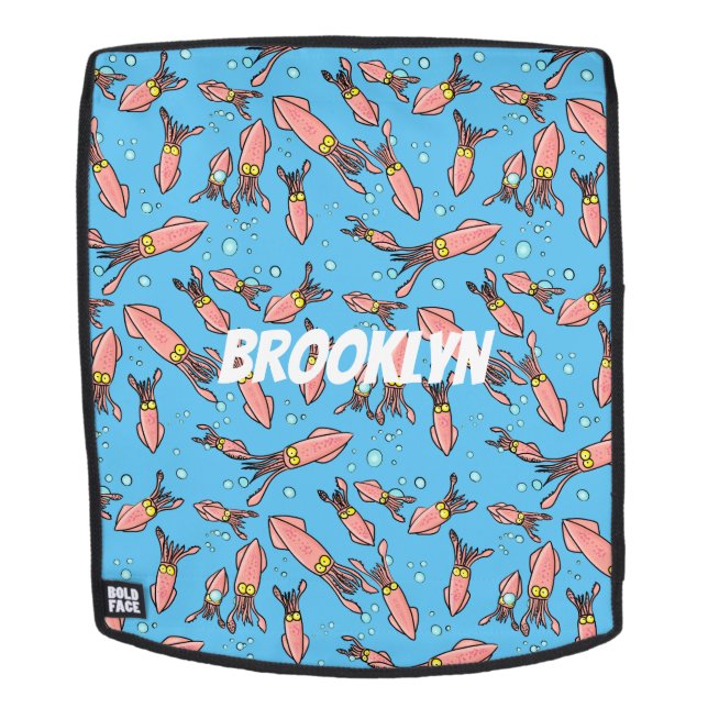 Mochila Patrón de personalizado de calamar rosa gracioso (Cara extraíble)
