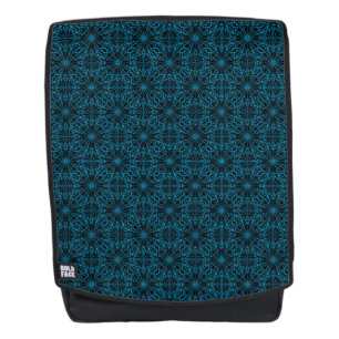 Mochila Patrón de simetría geométrica azul claro negro bri
