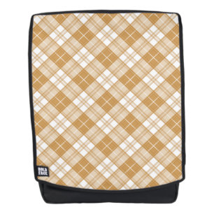 Mochila Patrón de Tartán Blanco Marrón yxm0uat9