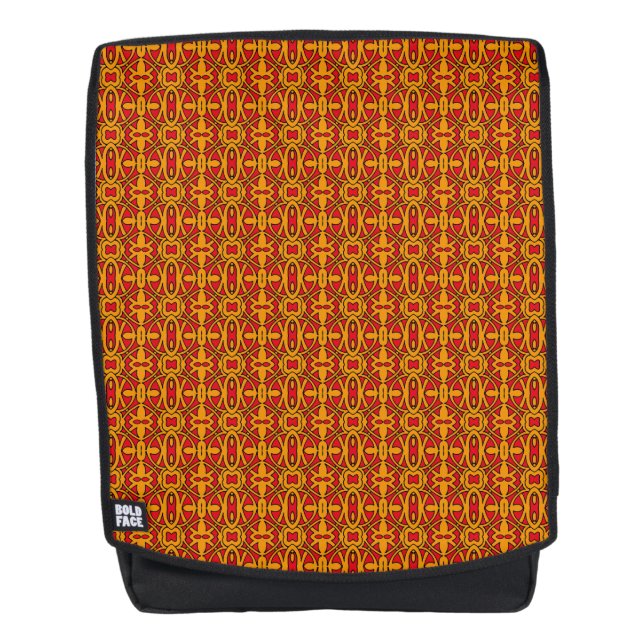 Mochila Patrón dibujado de mano roja y naranja (Anverso)