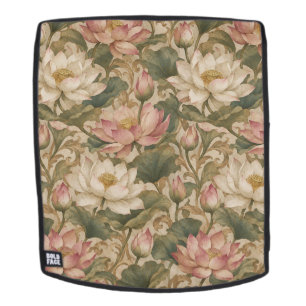 Mochila Patrón floral botánico de loto de agua vintage