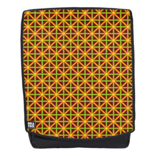 Mochila Patrón naranja verde y amarillo de inspiración ret
