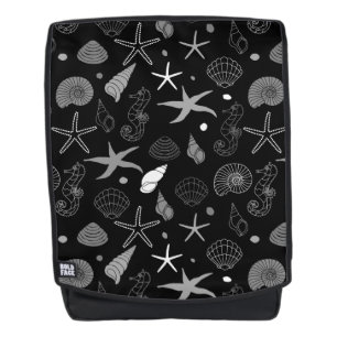 Mochila Patrón negro de vida marina