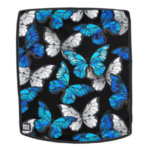 Mochila Patrón oscuro sin foco con mariposas azules morfo