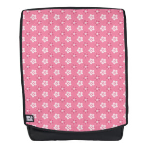 Mochila patrón simple floral sólido rosa retro pequeño flu