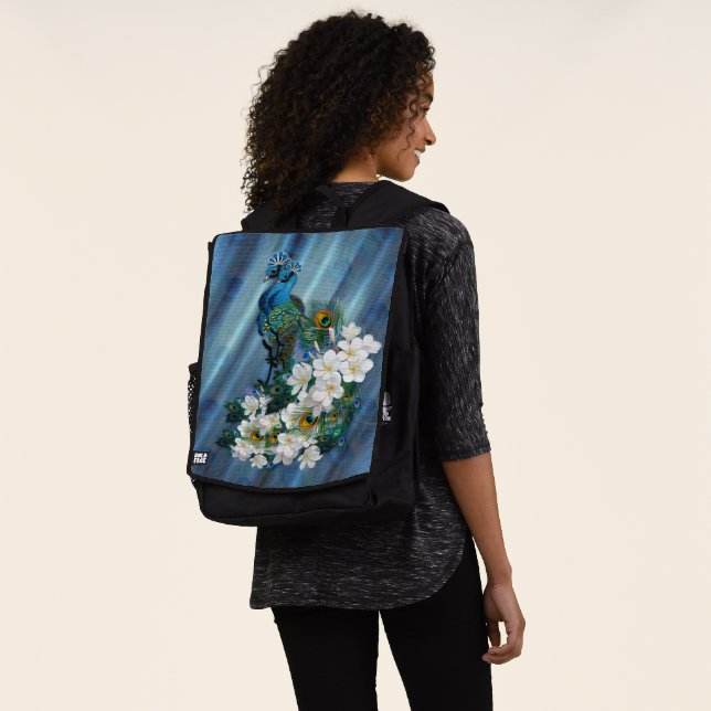 Mochila Peacocks y seda metálica verde esmeralda (Puesto)