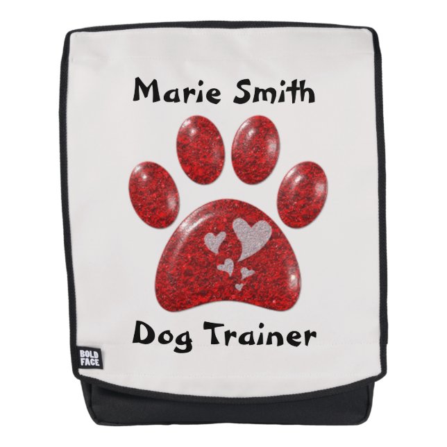 Mochila Perro Entrenador Caminador Rojo Paw Imprimir Masco (Anverso)