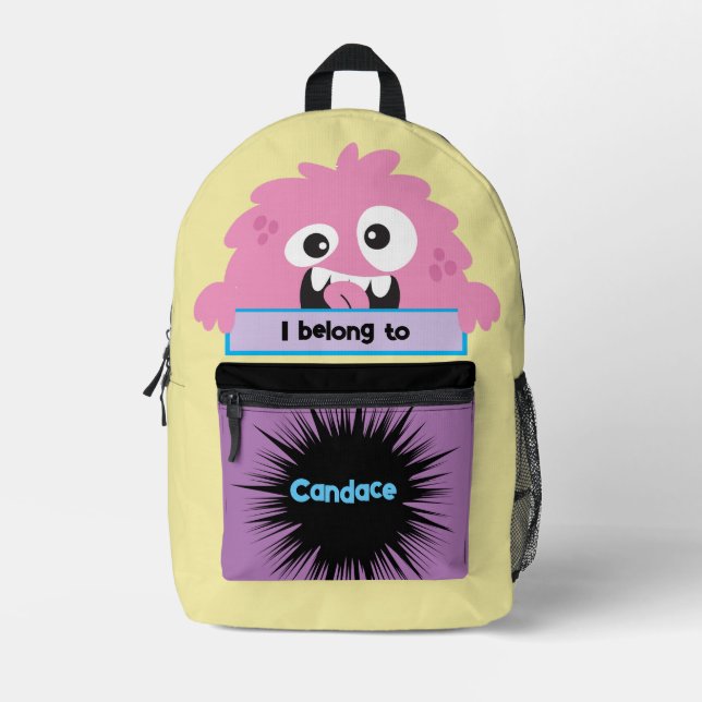 Mochila personalizada Bag Buddy Cute Pink Monster (Anverso)