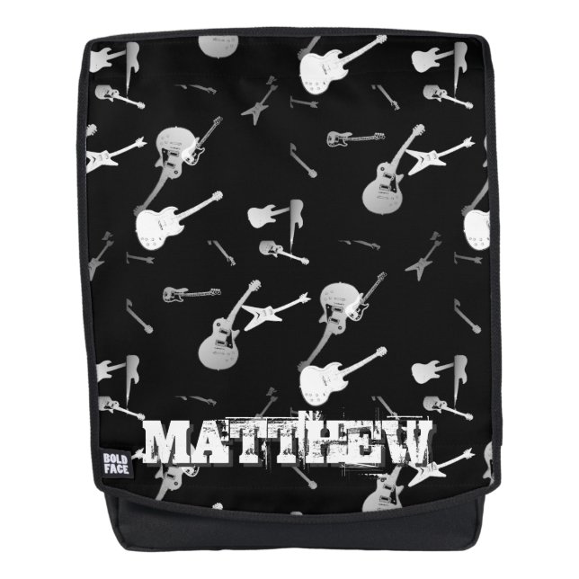Mochila personalizada Black White Rock de Guitars (Anverso)