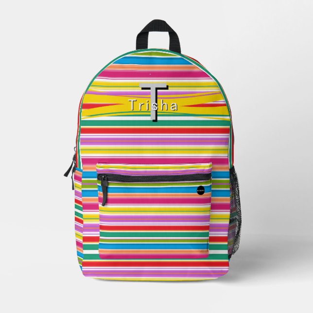 Mochila personalizada con franjas coloreadas HAMbW (Anverso)