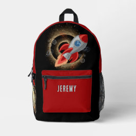 Mochila personalizada de cohetes rojos y negros