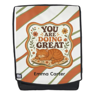 Mochila personalizada de gato naranja con rayas re