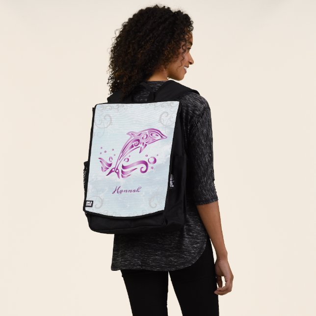 Mochila personalizada para delfín magenta (Puesto)