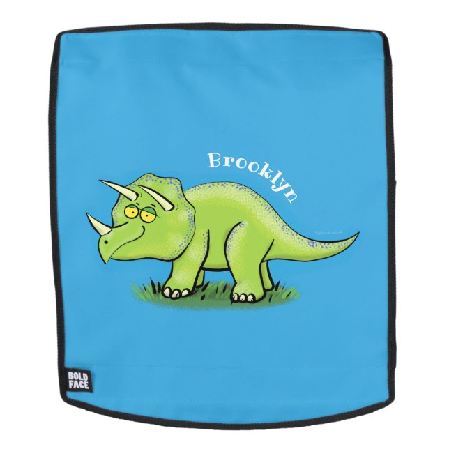 Mochila Personalizado de dinosaurios de triceratops verde  (Cara extraíble)