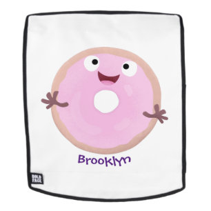 Mochila Personalizado de donut rosa alegre y brillante