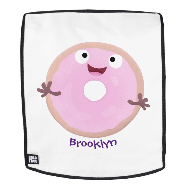 Mochila Personalizado de donut rosa alegre y brillante (Cara extraíble)