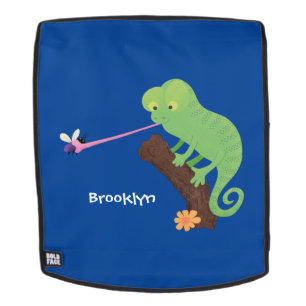 Mochila Personalizado de lagarto de camaleón verde lindo