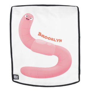 Mochila Personalizado de lombrices de tierra rosa y alegre