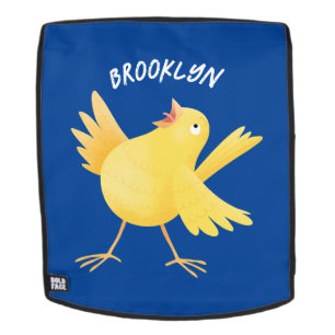 Mochila Personalizado de pájaro canario amarillo cantando 