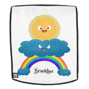 Mochila Personalizado del arco iris de la nube de sol feli
