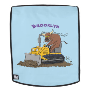 Mochila Personalizado del bulldozer cómico que conduce un