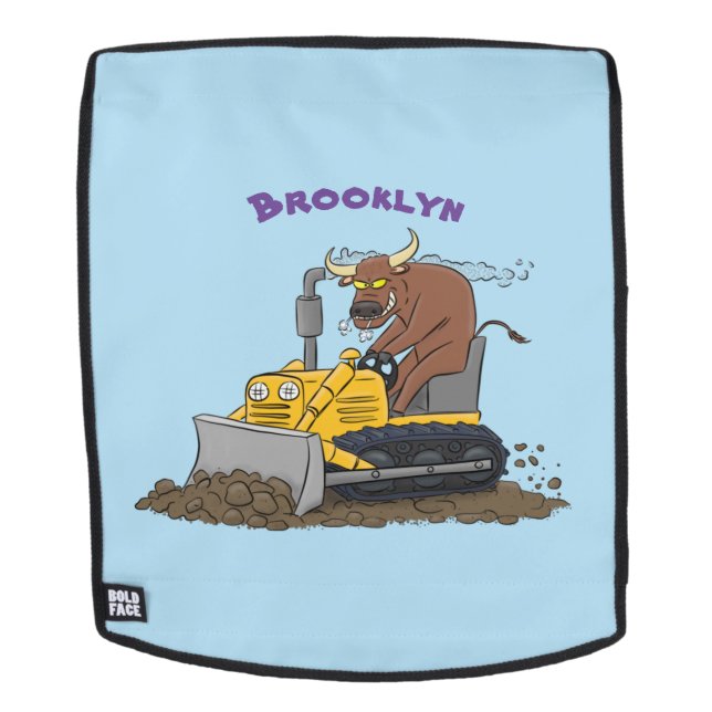 Mochila Personalizado del bulldozer cómico que conduce un  (Cara extraíble)