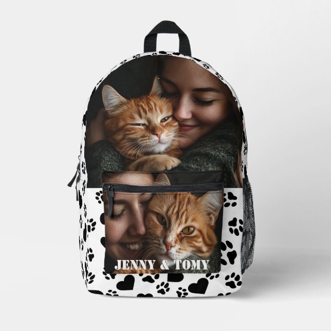 Mochila personalizado Pet Lover con dos fotos y no (Anverso)