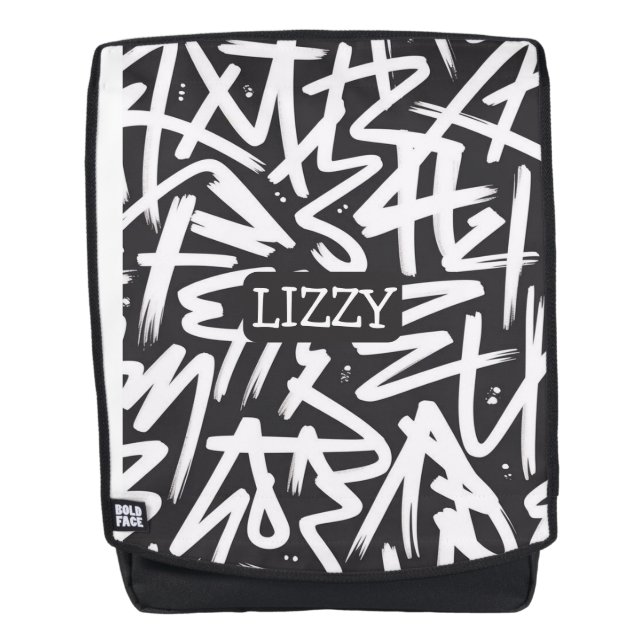 Mochila Personalized Graffiti Name Pattern — Custom Urban (Anverso)