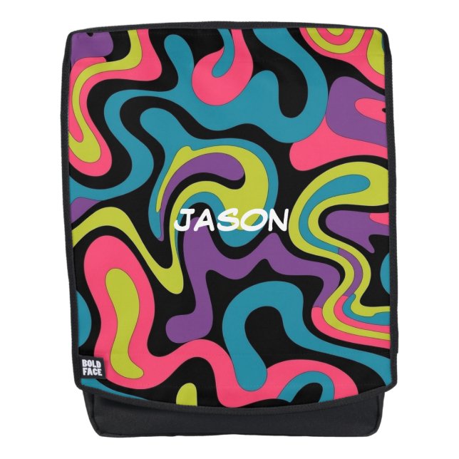 Mochila Personalized Neon Abstract Pattern — Retro Design (Anverso)