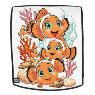 Mochila Pez payaso Dibujo animado lindo Familia Bajo el ag