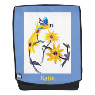 Mochila Pintado de pájaros girasoles personalizado