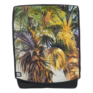 Mochila Pintura original de color palma tropical