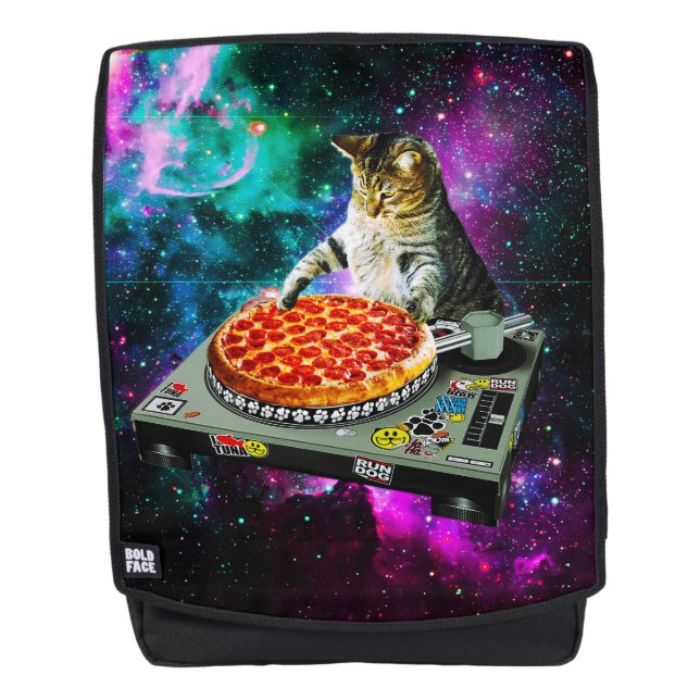 Mochila Pizza del gato de DJ del espacio (Anverso)