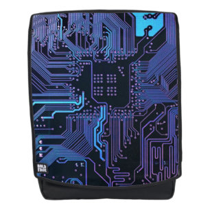 Mochila Placa de circuito electrónico azul del nerd de sal