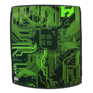 Mochila Placa de circuito electrónico verde del nerd de sa