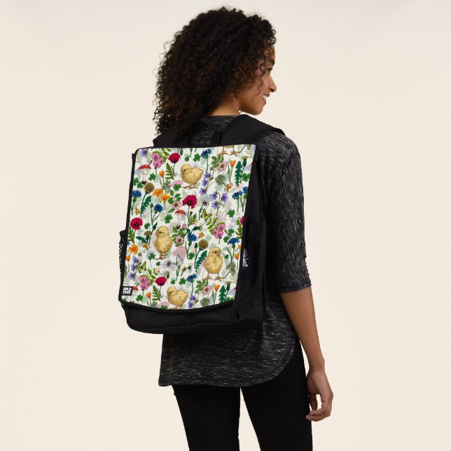 Mochila Pollos y flores silvestres en blanco roto (Puesto)