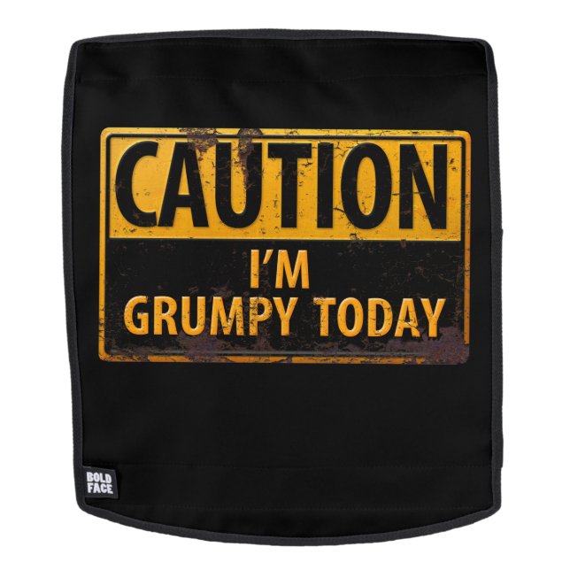 Mochila PRECAUCIÓN: Hoy estoy Gruñón - Rusty Metalizado Ró (Cara extraíble)