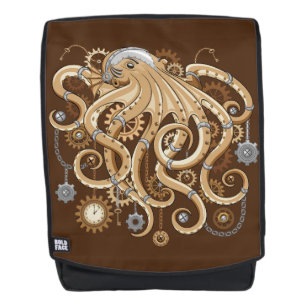 Mochila Pulpo Steampunk Retro Fantasía Mecánica