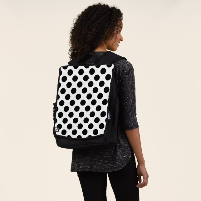 Mochila Puntos de polka, patrón de puntos de polka, negro  (Puesto)