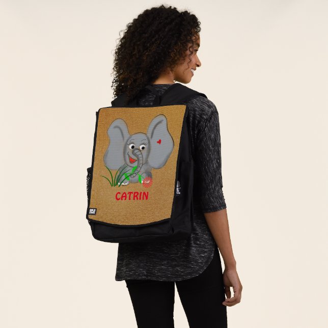 Mochila Purpurina De Oro Y Elefante Infantil (Puesto)