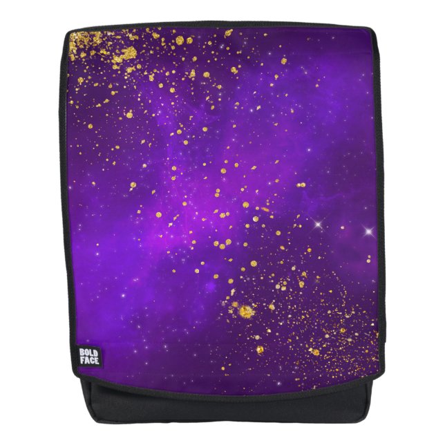 Mochila Purpurina dorado y Purple Galaxy Back Pack (Anverso)